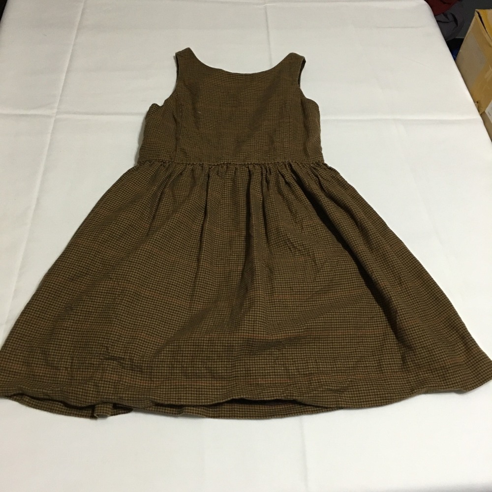 Polo Ralph Lauren Sleeveless Dress Kids 10 Brown Houndstooth Plaid